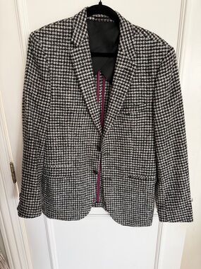 Men's Black & White Houndstooth Sport Coat Blazer